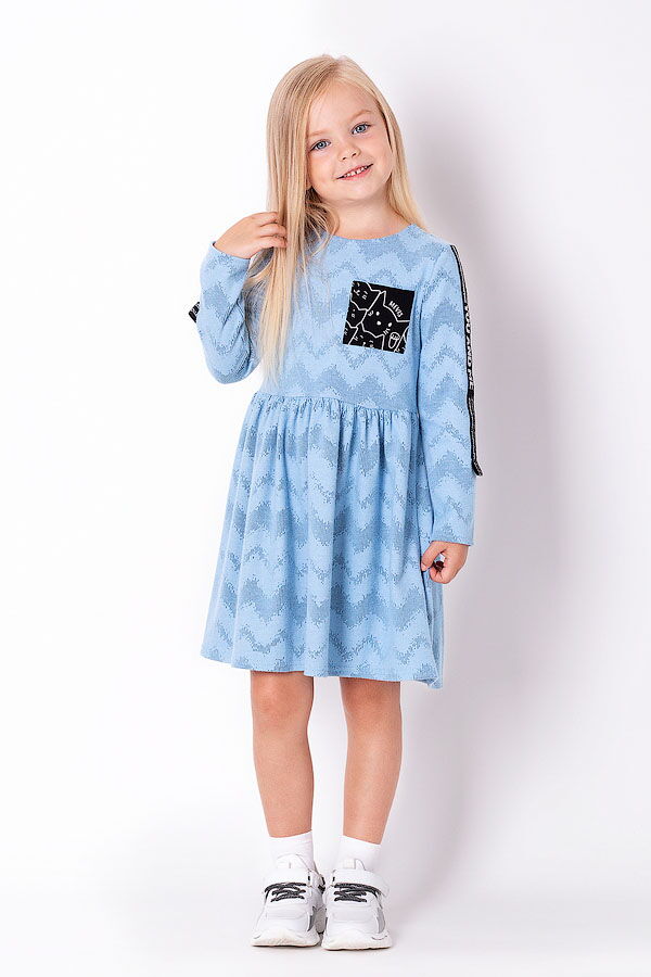 Трикотажное платье для девочки Mevis голубое 3511-03 - цена