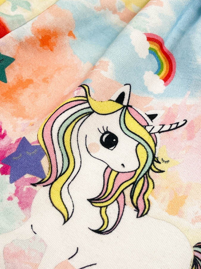 Футболка и шорты для девочки Единорог желтый 1527 - размеры