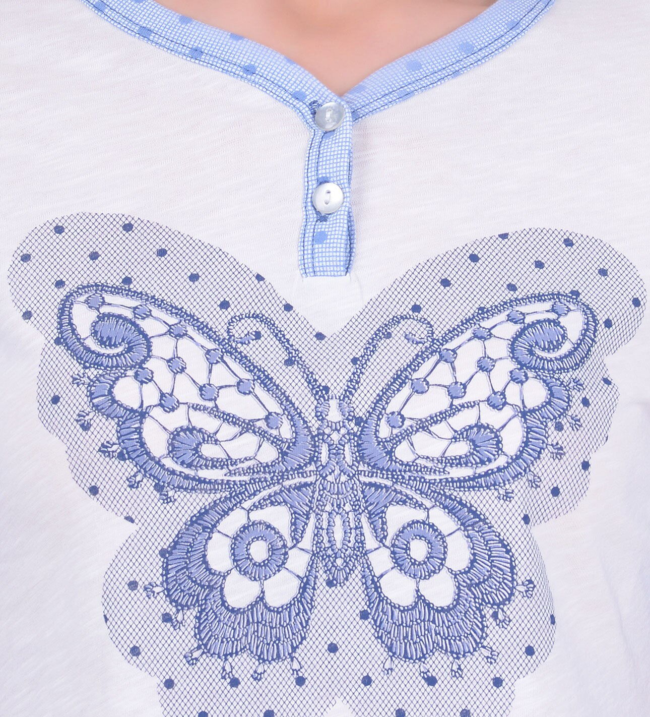 Комплект женский (футболка+капри) MISS FIRST BUTTERFLY голубой - фотография