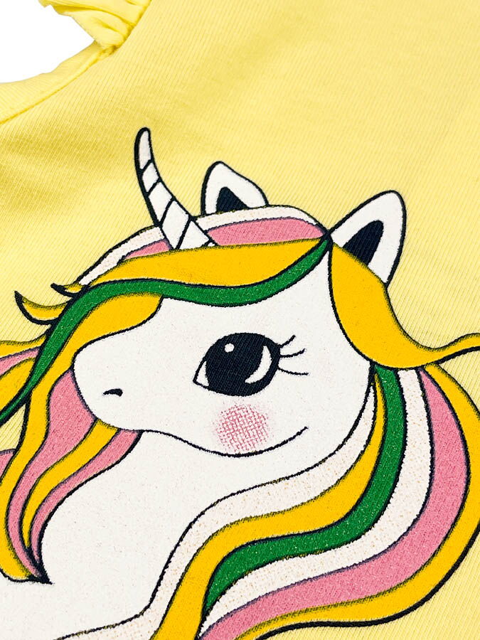 Футболка и шорты для девочки Единорог желтый 1527 - купить