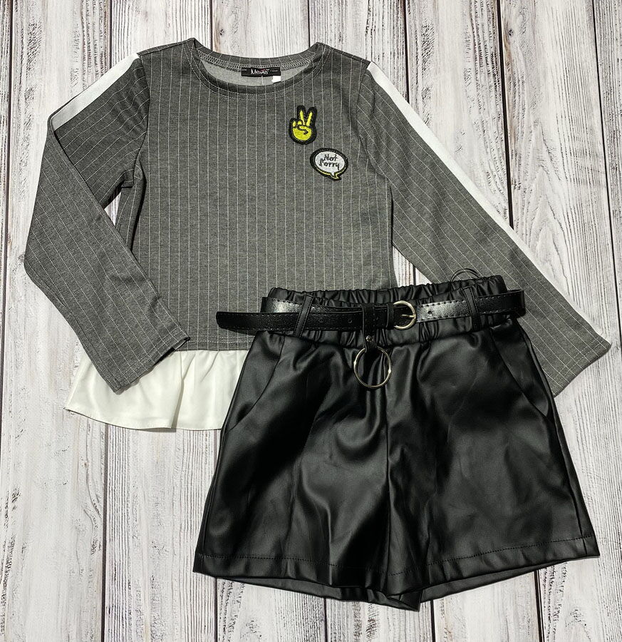 Кофта-обманка для девочки Mevis серая 3345-01 - фото