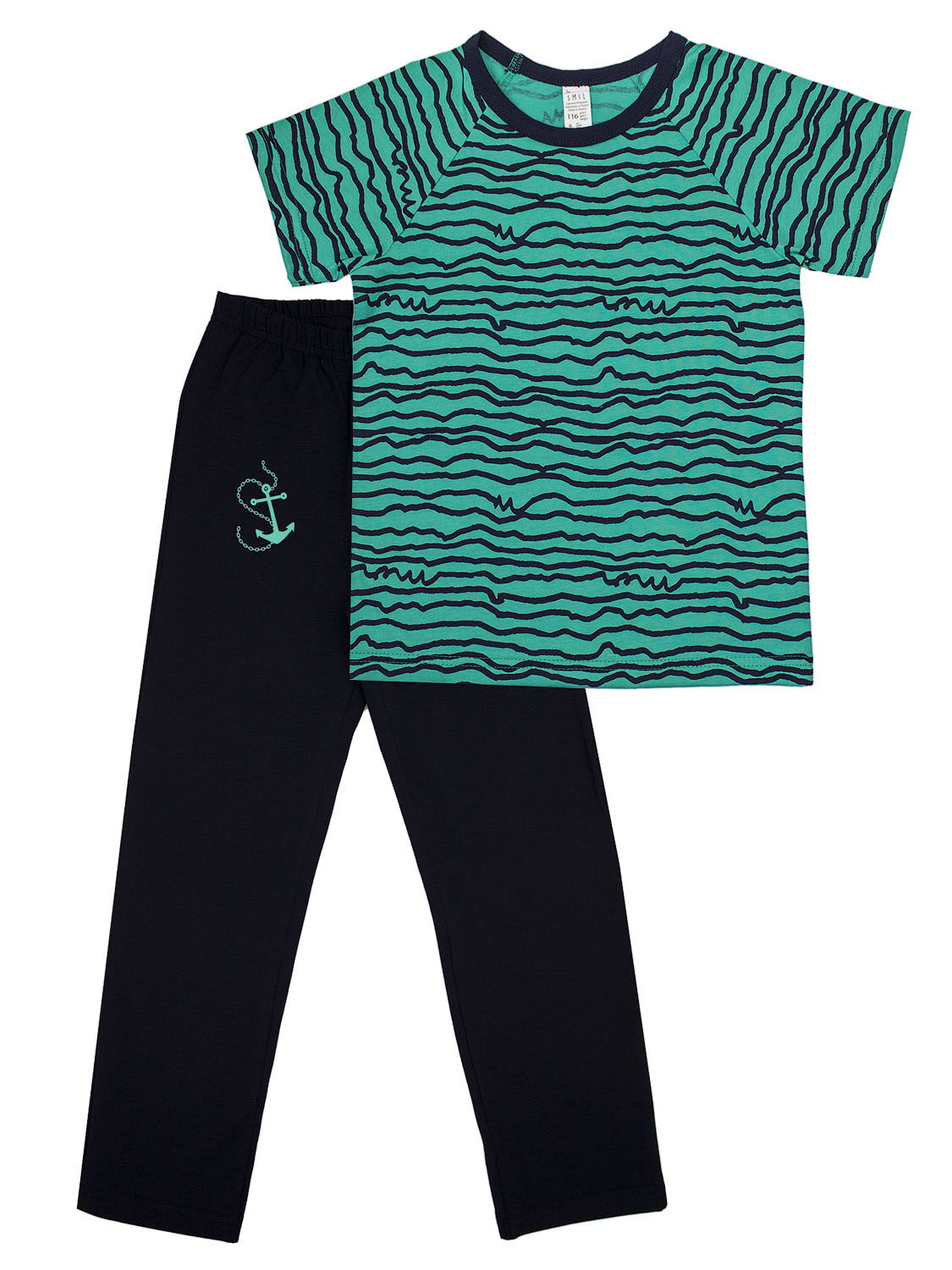 Пижама для мальчика (футболка+штаны) SMIL темно-бирюзовая 104474/104475 - цена