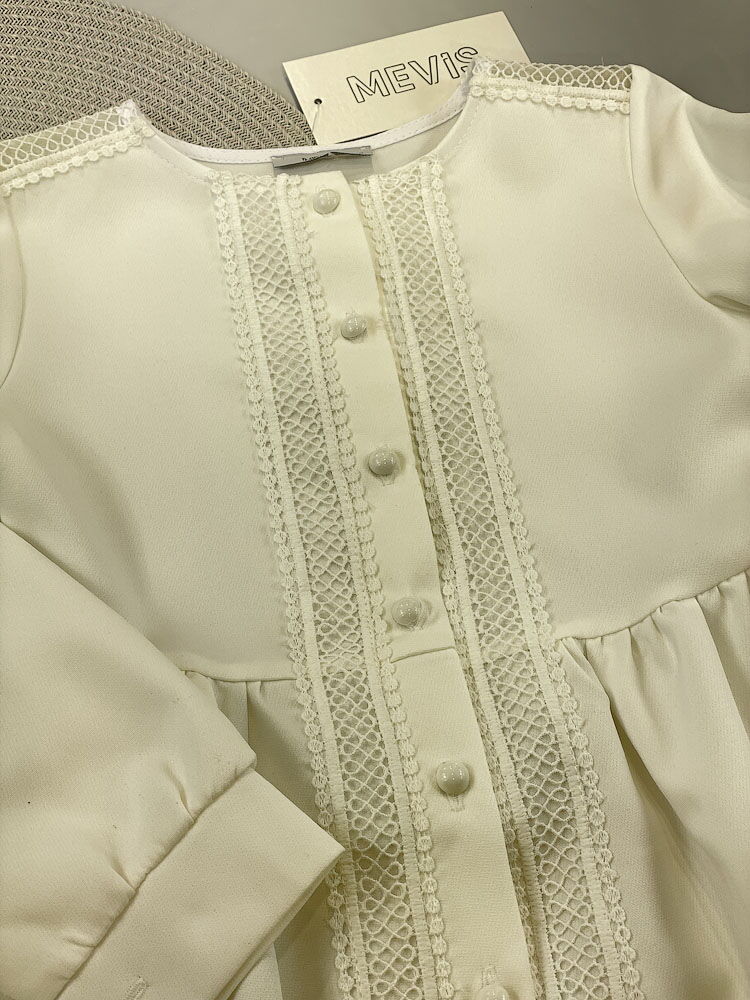 Нарядное платье для девочки Mevis Орнамент молочное 5041-01 - картинка