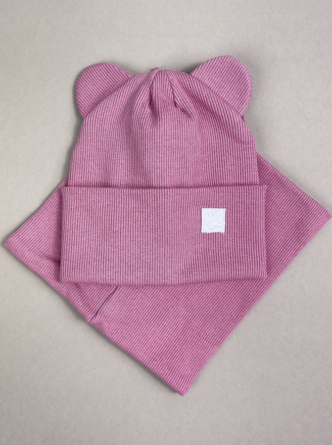 Комплект шапка и хомут для девочки Semejka Бинни темно-лиловый 9323 - цена