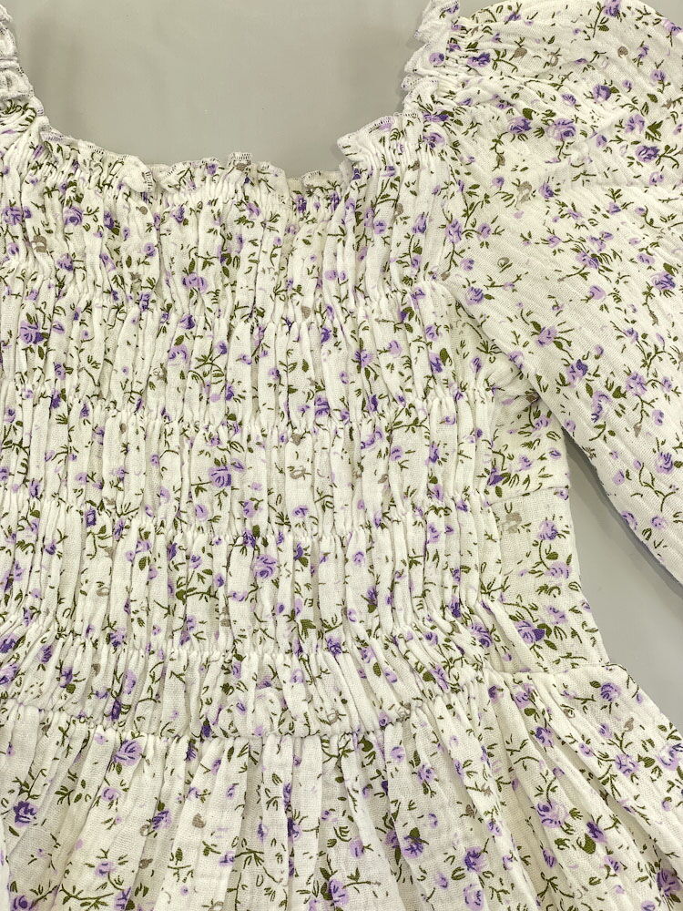 Платье для девочки муслин Mevis Цветочки белое с сиреневым 5037-03 - Украина