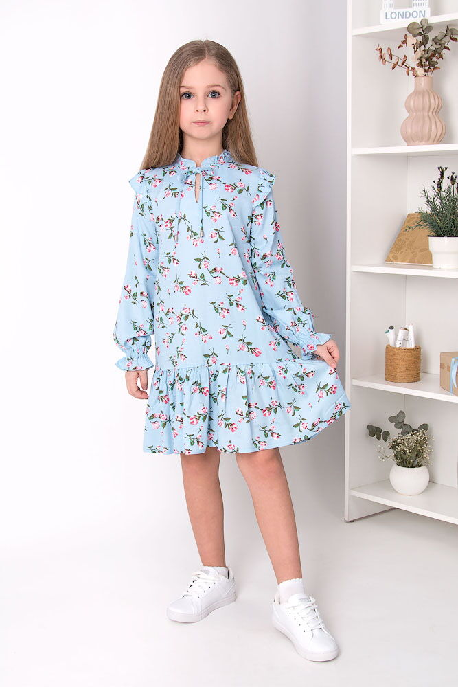 Платье для девочки Mevis Цветочки голубое 4968-03 - цена