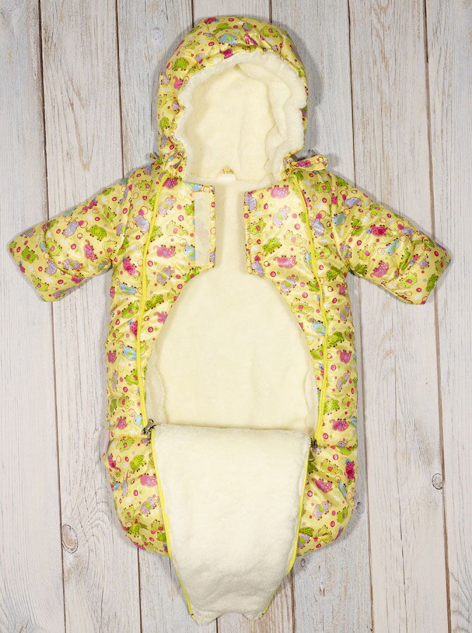 Конверт зимний для новорожденного Одягайко Слоники желтый 32032 - картинка