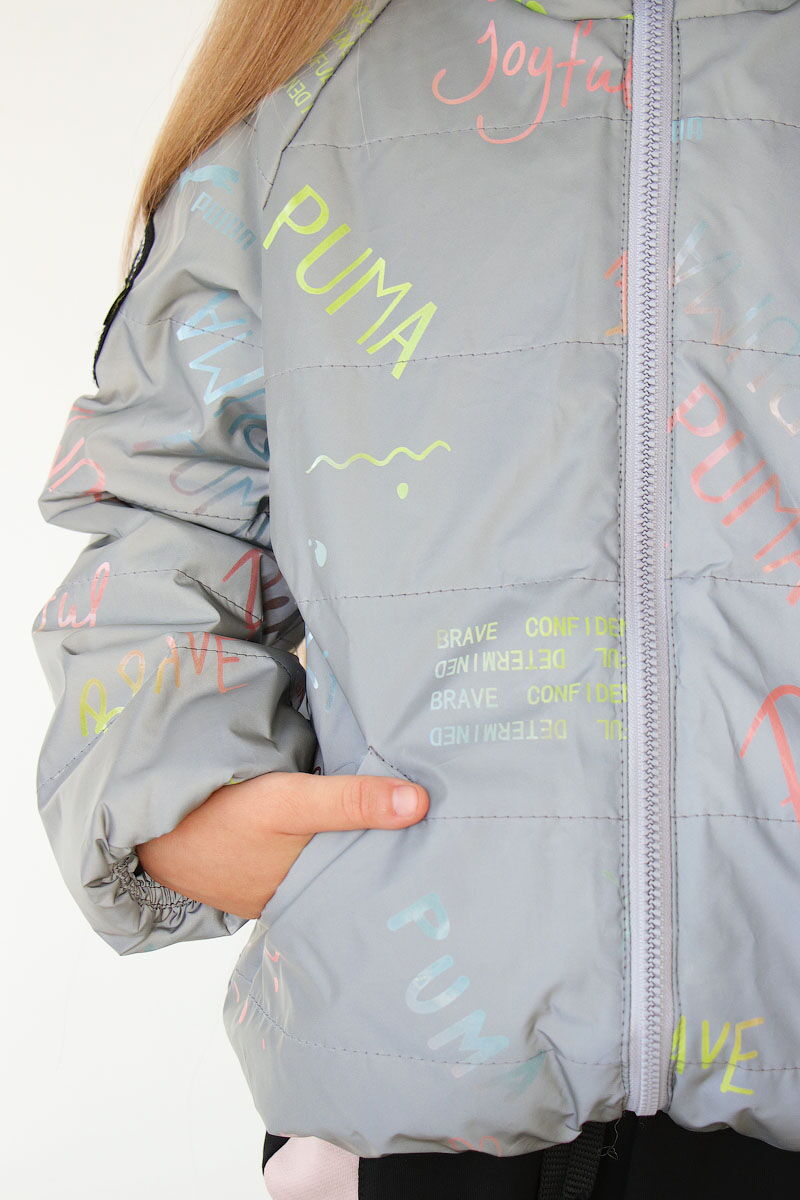 Светоотражающая куртка для девочки Kidzo Буквы салатовая 3443 - размеры