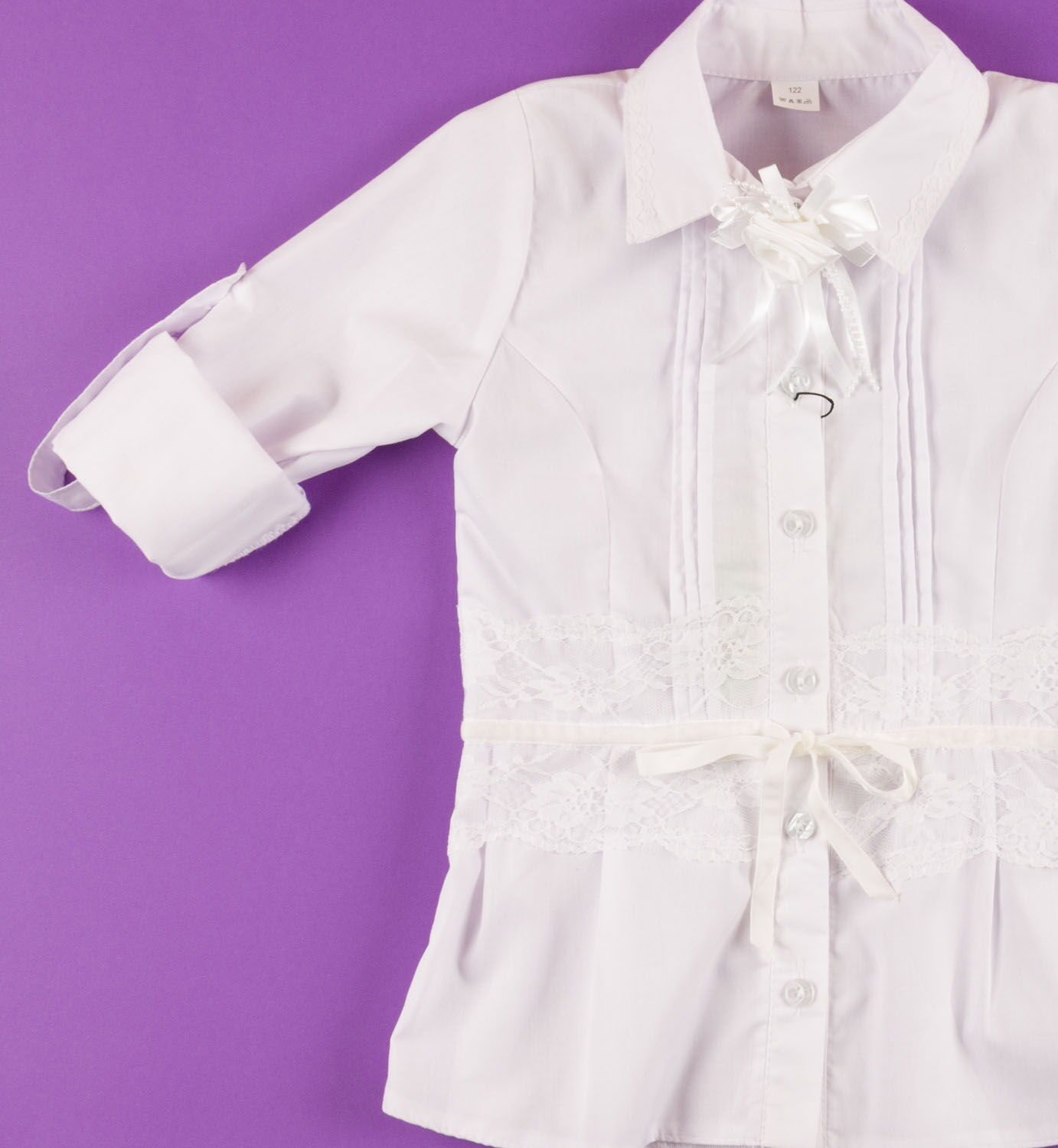 Блузка школьная для девочки VVL белая 01550 - размеры
