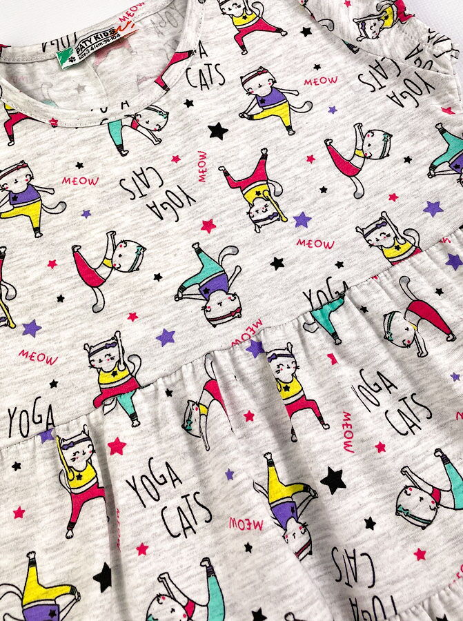 Летнее платье для девочки PATY KIDS Фитнескошки серое 51326 - размеры