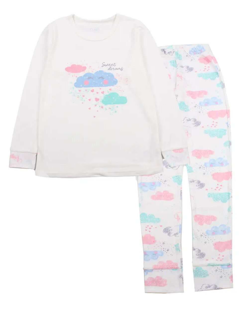 Пижама для девочки Фламинго Тучка молочная 247-222 - цена