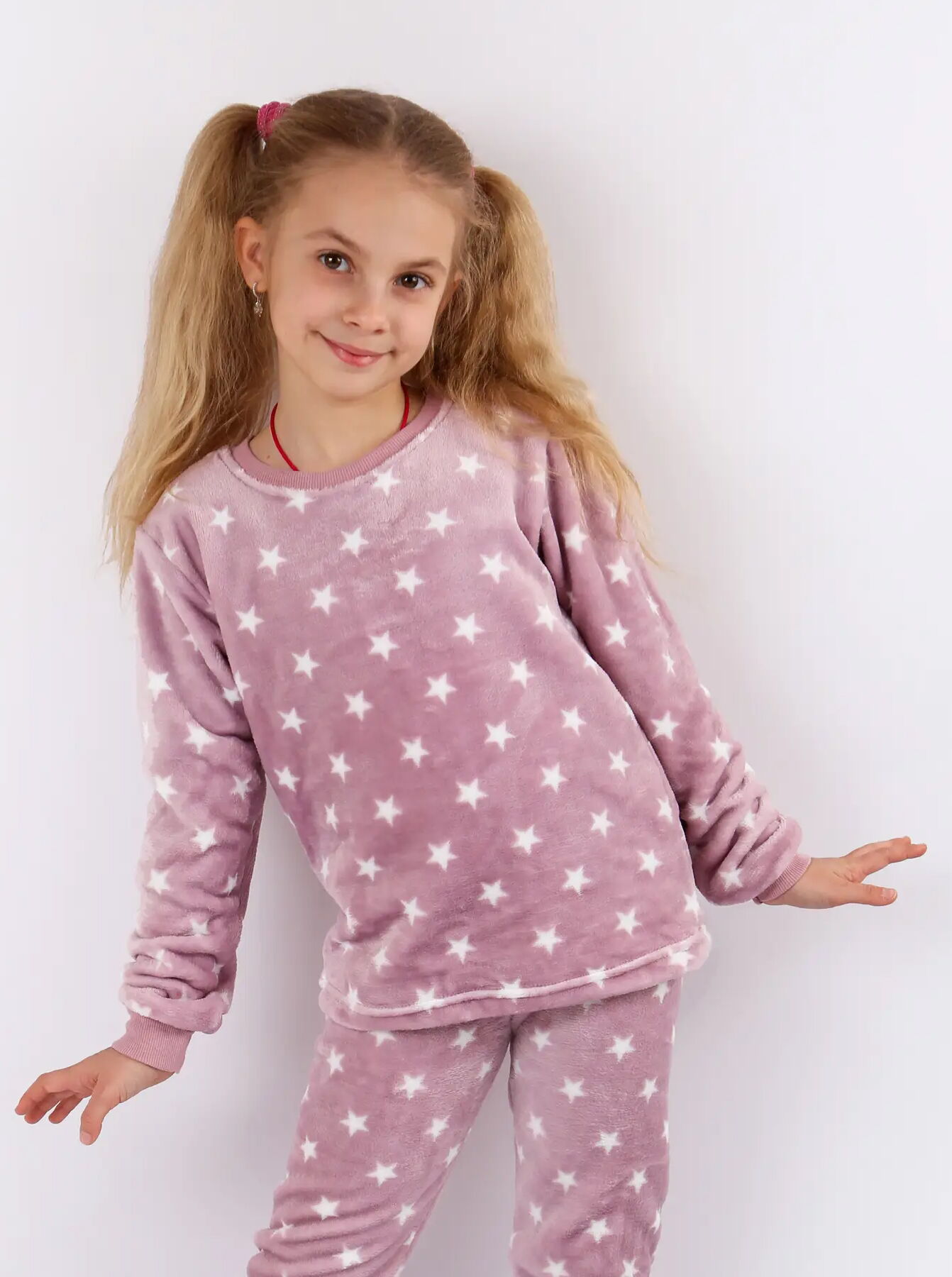 Пижама детская вельсофт Фламинго Звёздочки темная пудра 855-910 - Украина