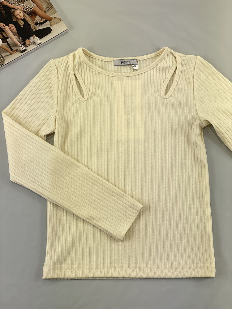 Лонгслив в рубчик Mevis кремовый 4912-05 - картинка