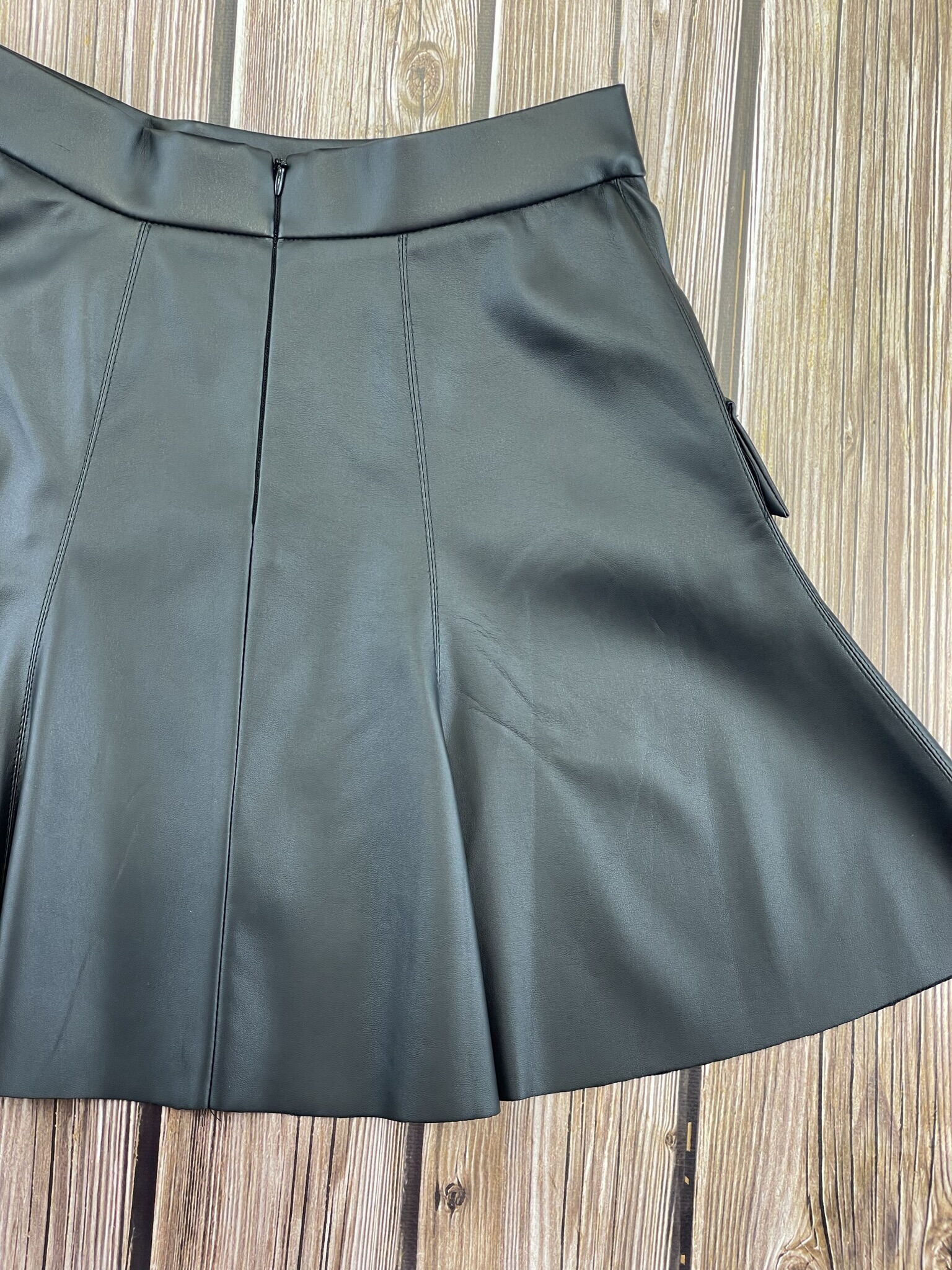 Стильная юбка из экокожи для девочки Mevis черная 3298-02 - фотография