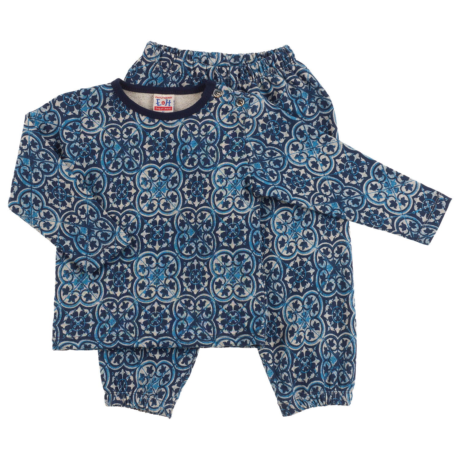 Пижама утепленная детская Орнамент синяя 8382 - цена