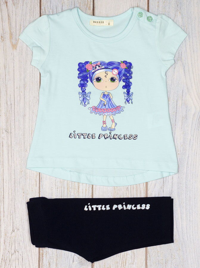 Комплект футболка и лосины для девочки Breeze Little Princess голубой 12558 - цена