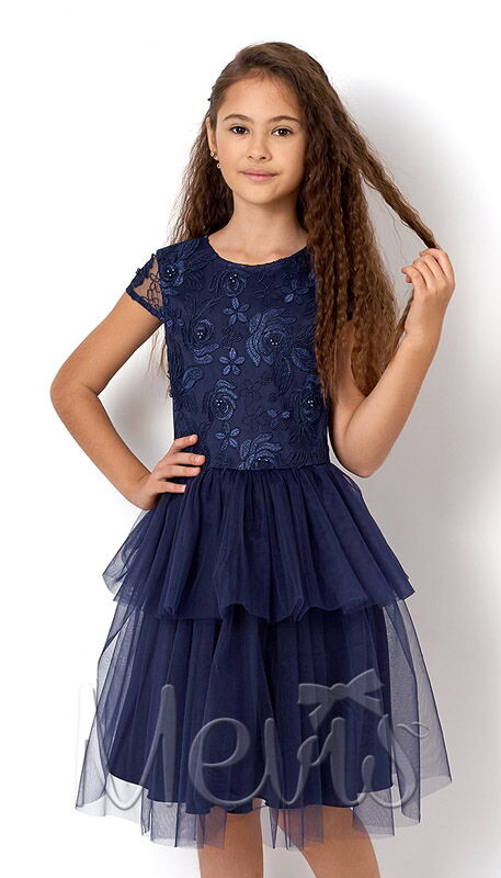 Платье нарядное для девочки Mevis темно-синее 2594-01 - цена