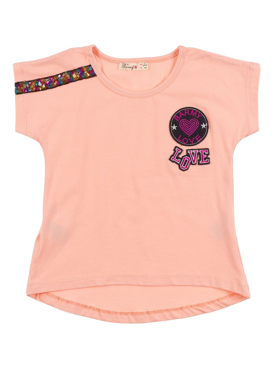 Костюм летний для девочки футболка и шорты Barmy персиковый 0084 - размеры