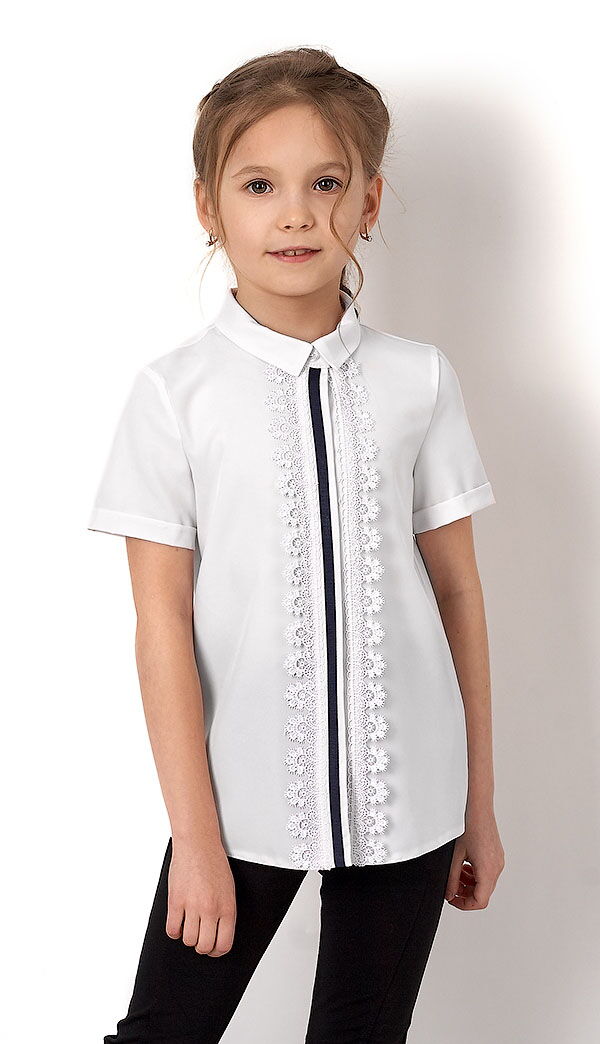 Блузка с коротким рукавом для девочки Mevis белая 2724-02 - цена