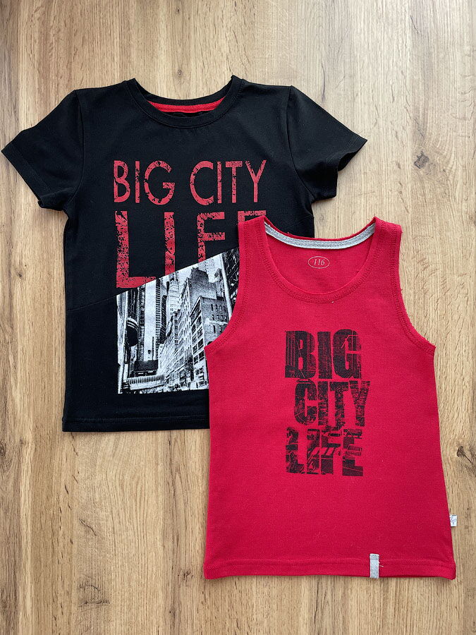 Комплект майка и футболка для мальчика Фламинго черный 983-416 - цена