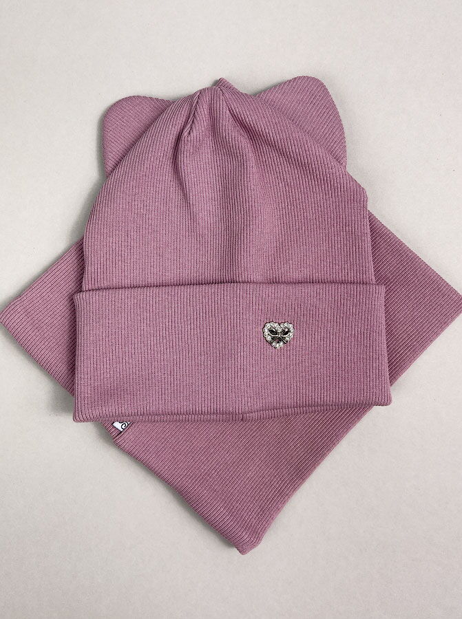 Комплект шапка и хомут для девочки Semejka Кейт темно-лиловый 9318 - цена