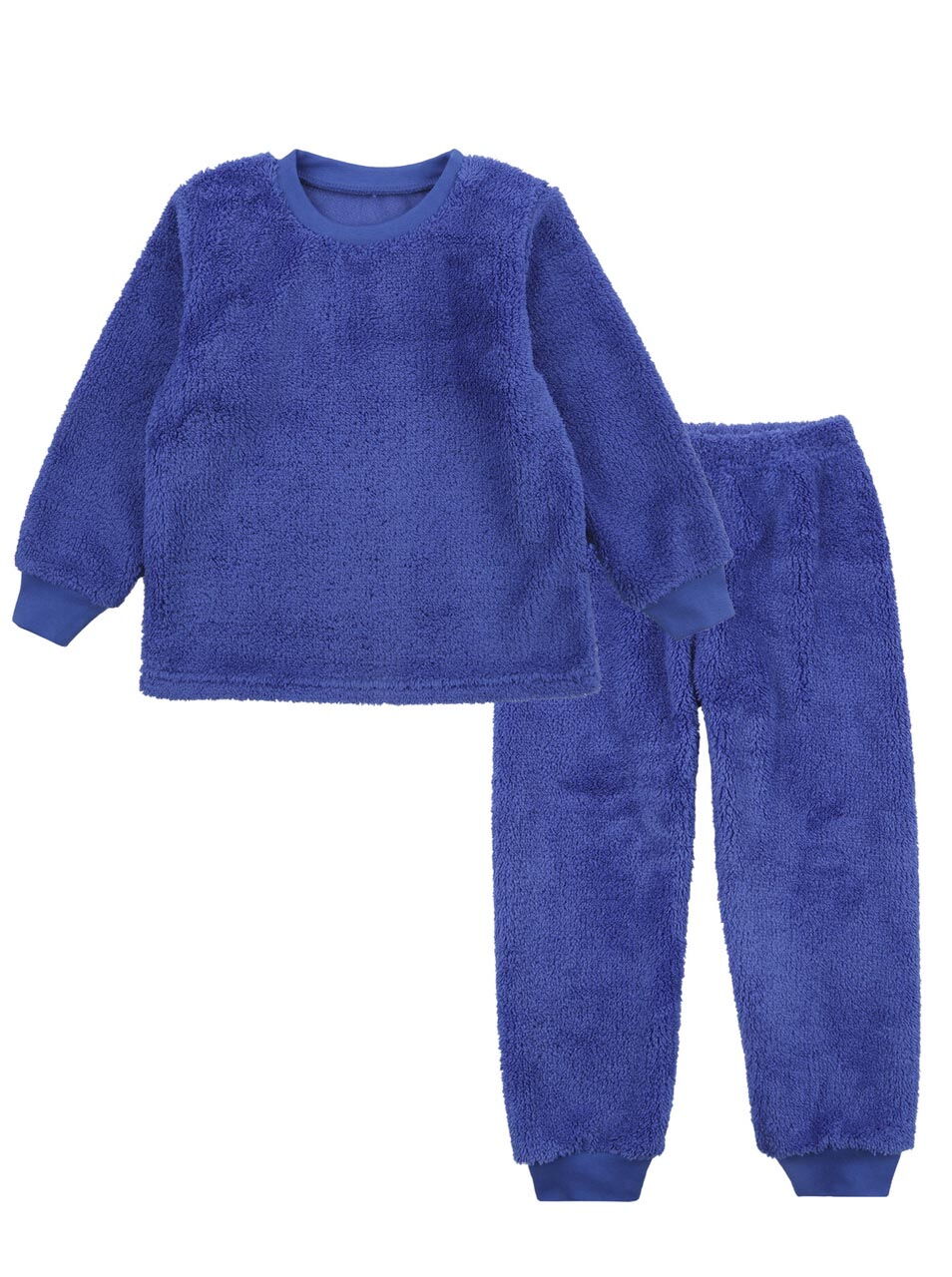 Теплая пижама для мальчика вельсофт махра Фламинго синий 855-905 - картинка