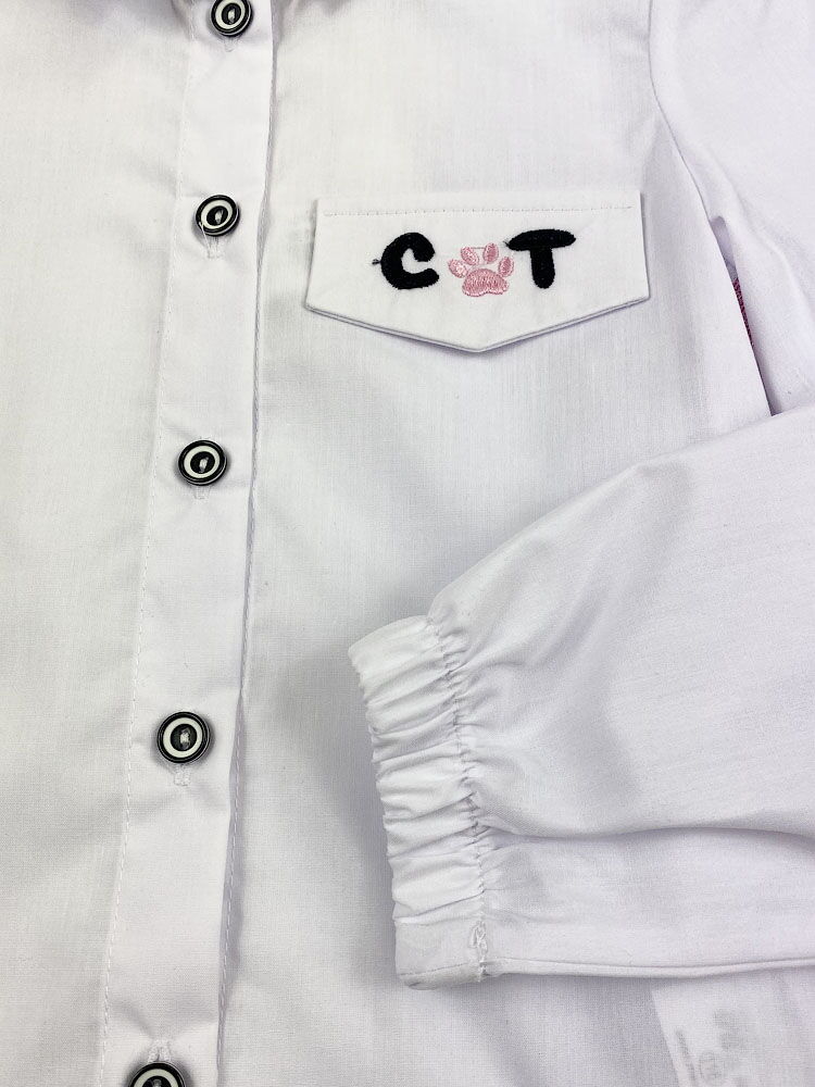 Рубашка для девочки Mevis белая 4274-01 - размеры