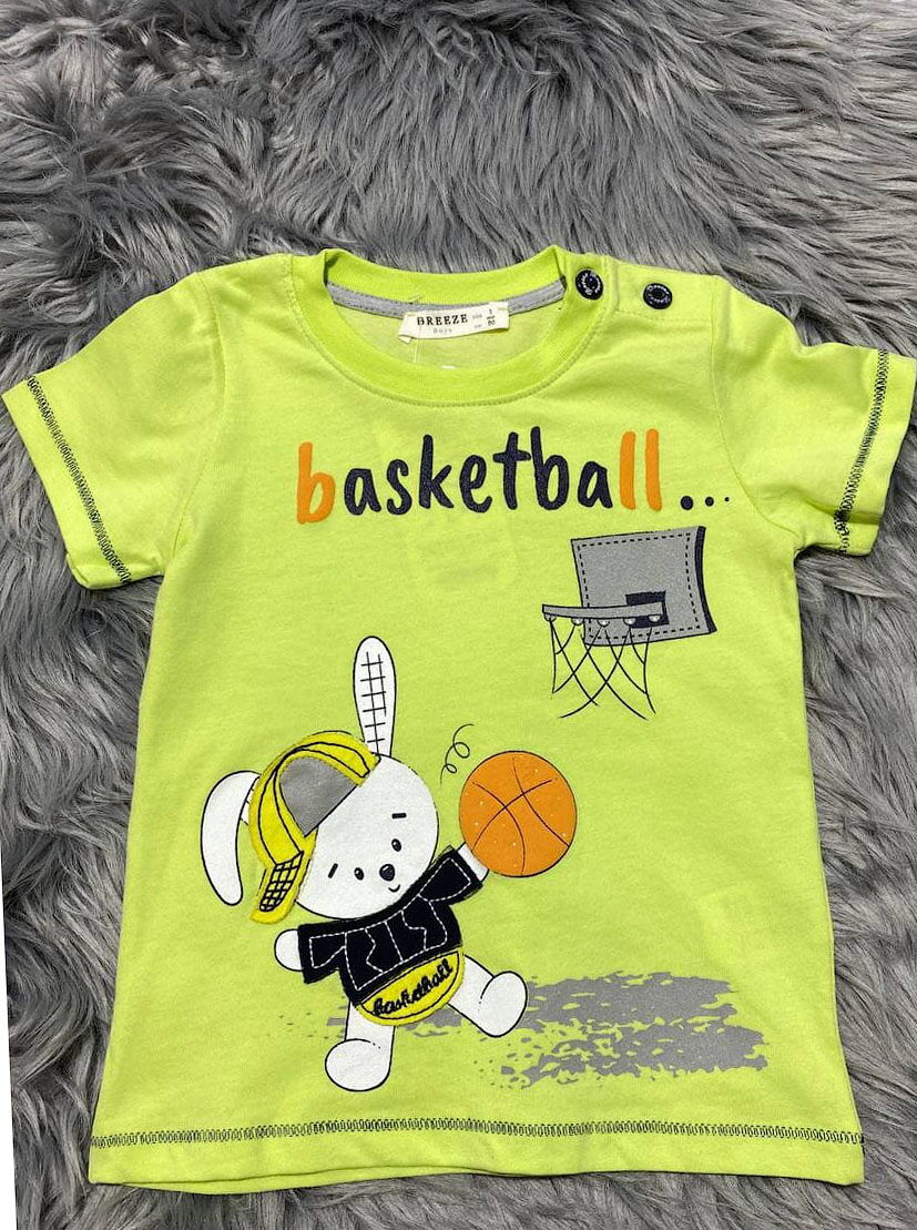 Комплект футболка и шорты для мальчика Breeze Зайчик салатовый 13335 - размеры