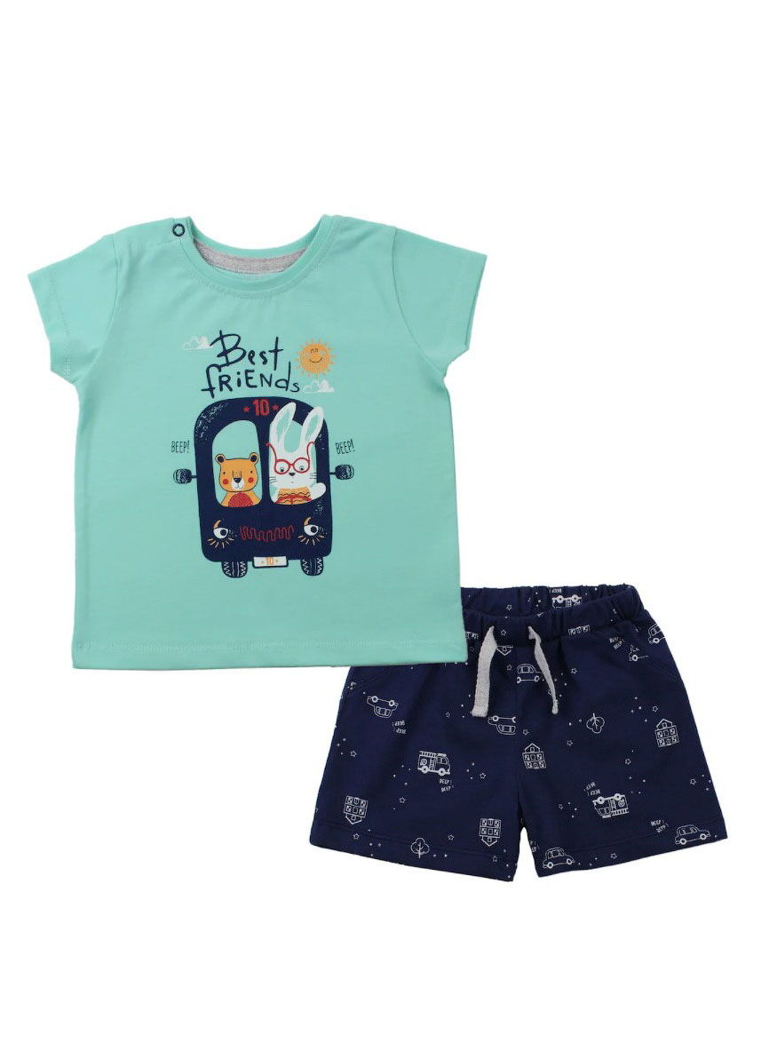 Комплект футболка и шорты для мальчика Фламинго мятный 571-417 - цена