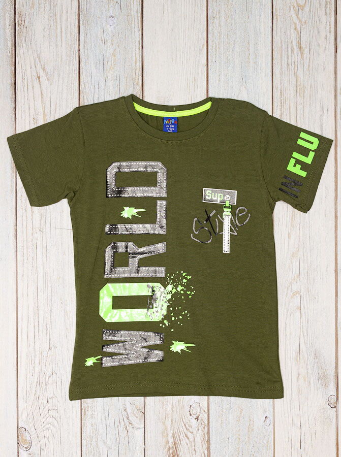 Футболка для мальчика Patika Kids World хаки 352 - фото