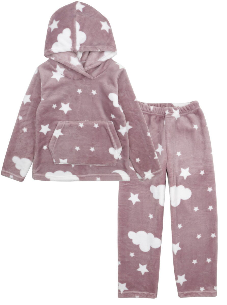 Теплая пижама вельсофт для девочки Фламинго пудра 887-910 - фото