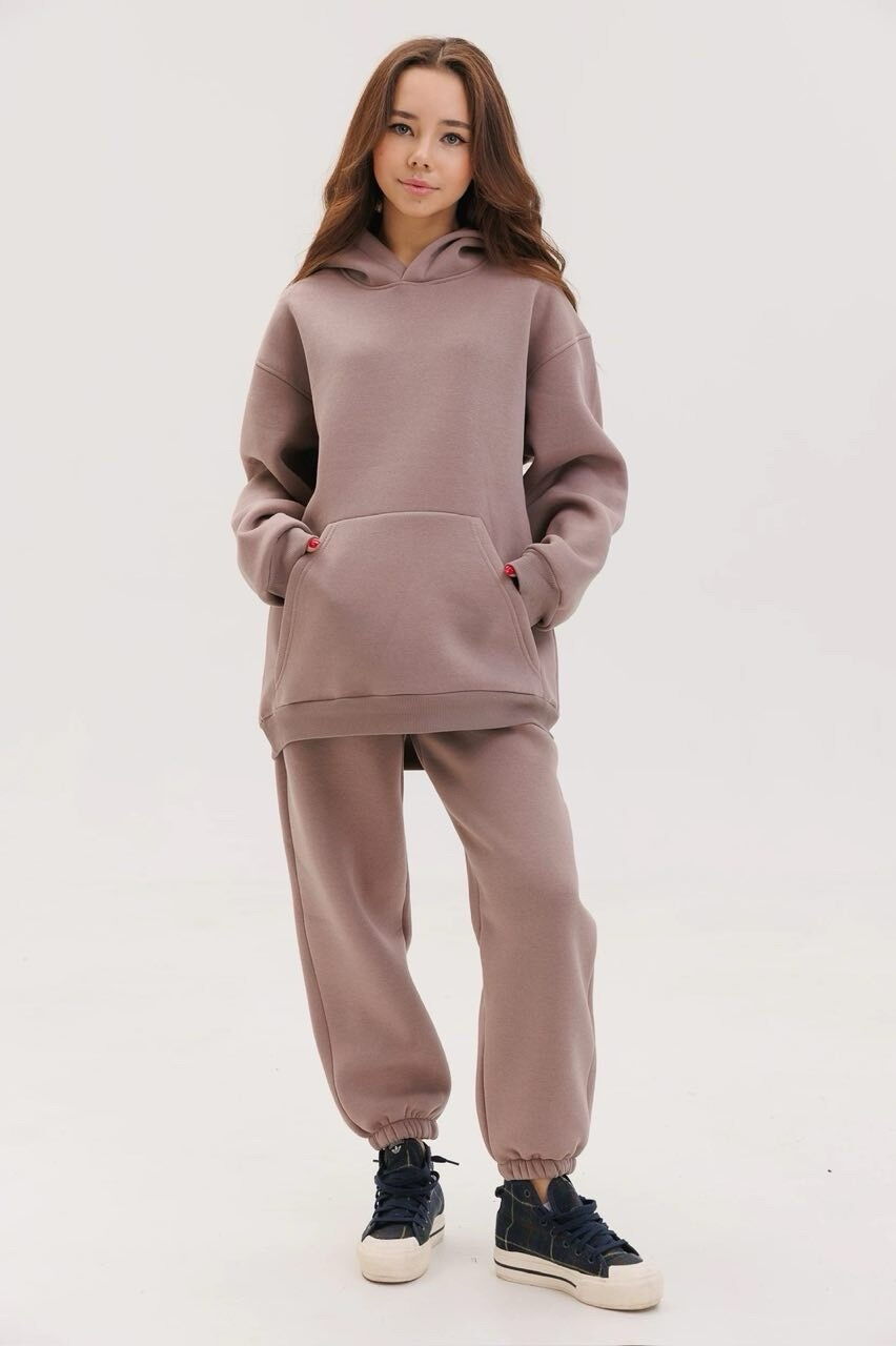 Утепленный спортивный костюм оверсайз BabyLife темный беж 2909-01 - цена