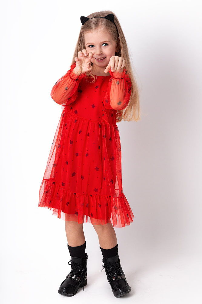 Нарядное платье для девочки Mevis красное 4071-02 - цена