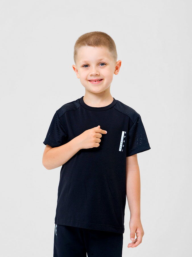 Спортивная футболка для мальчика SMIL черная 110605/110606 - цена
