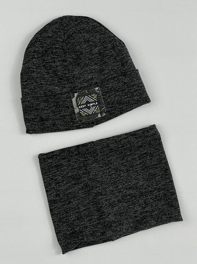 Набор шапка и хомут на флисе для мальчика ANDY темно-серый 220120 - цена