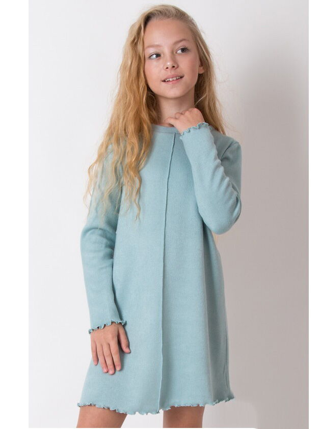 Тёплое платье для девочки Mevis бирюзовое 4382-01 - цена