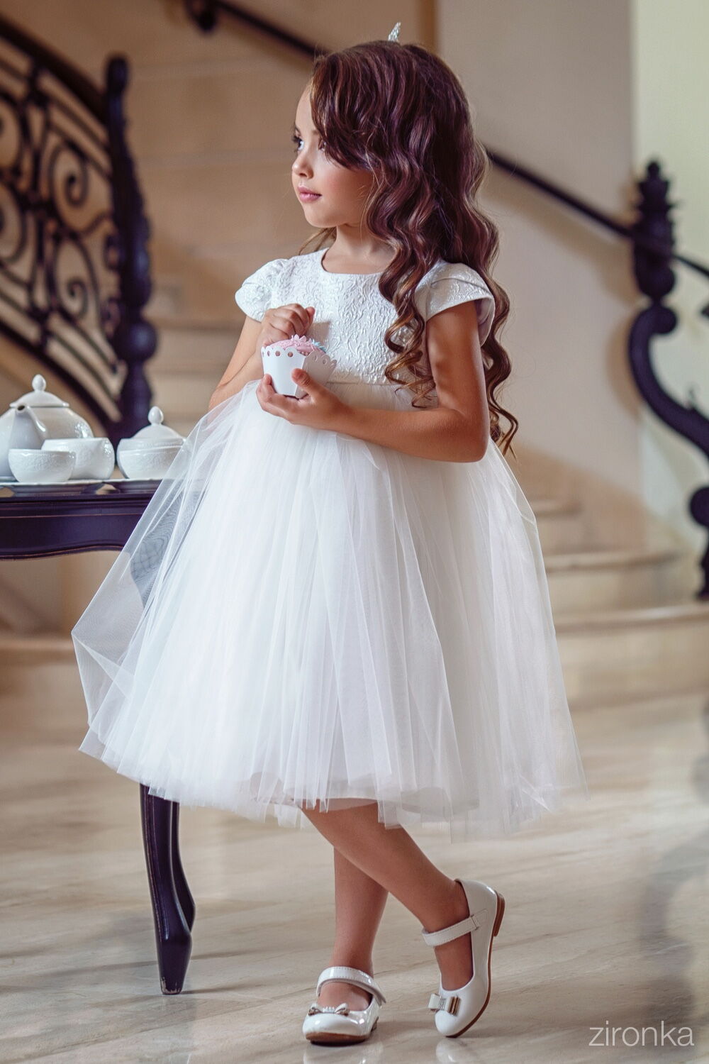 Платье нарядное для девочки Zironka белое 38-7005-2 - фото