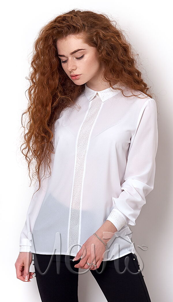 Блузка с длинным рукавом для девочки Mevis белая 2488-01 - цена