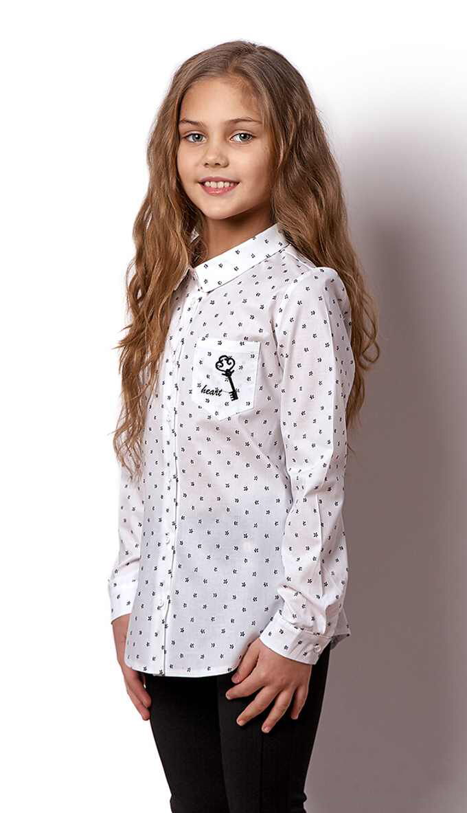 Блузка-рубашка для девочки Mevis Ключик белая 2298-02 - цена