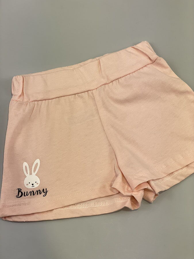 Пижама майка и шорты для девочки Фламинго Зайчики персиковый 242-115 - фото