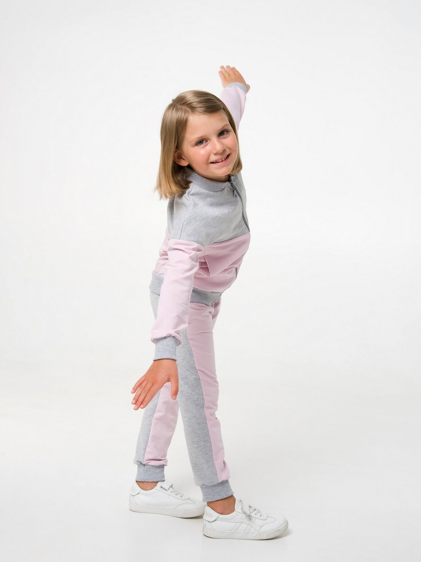 Спортивный костюм для девочки SMIL серо-розовый 117282/117283 - размеры