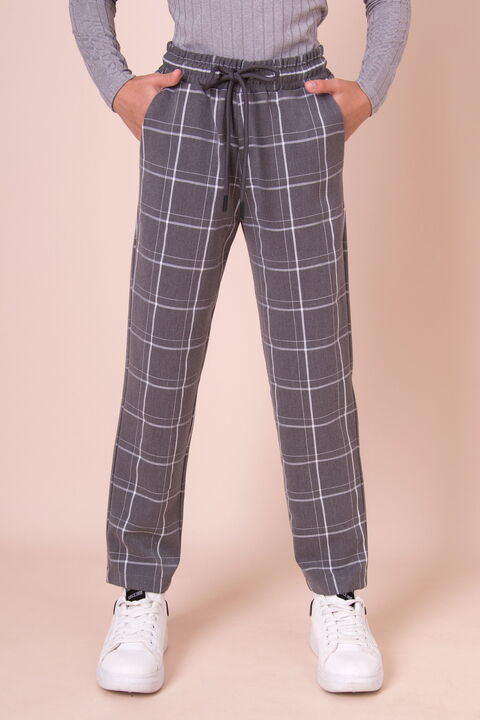 Брюки-слоучи для девочки Mevis Клетка серые 5160-03 - цена