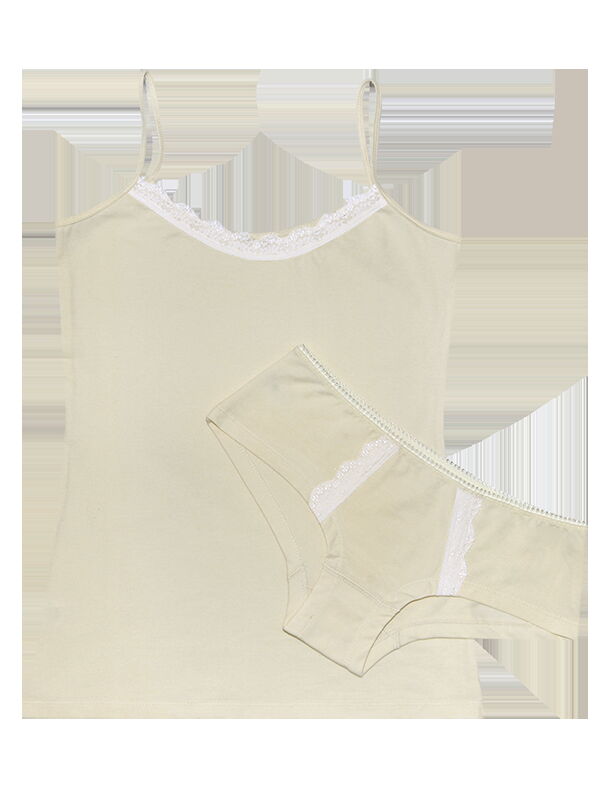 Комплект нижнего белья с кружевом (майка+трусы) женский EGO кремовый WSS-PDR - цена
