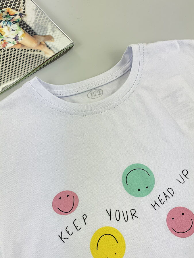 Футболка для девочки Фламинго Smile белая 778-061 - фото