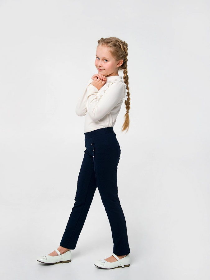 Брюки трикотажные для девочки SMIL темно-синие 115433 - картинка