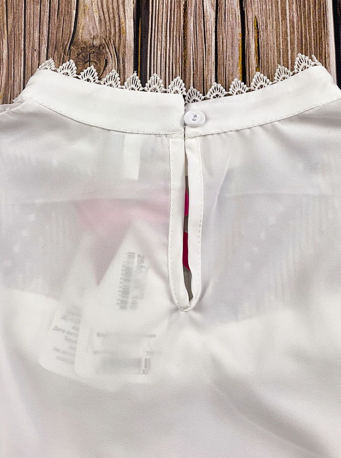 Блузка со стойкой Mevis молочная 2686-01 - размеры