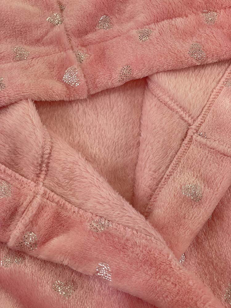 Теплый халат вельсофт для девочки Фламинго Сердечки розовый 883-916 - размеры
