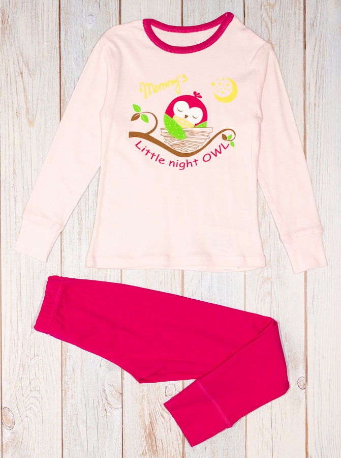 Пижама для девочки Фламинго Сова розовая 255-1005 - цена
