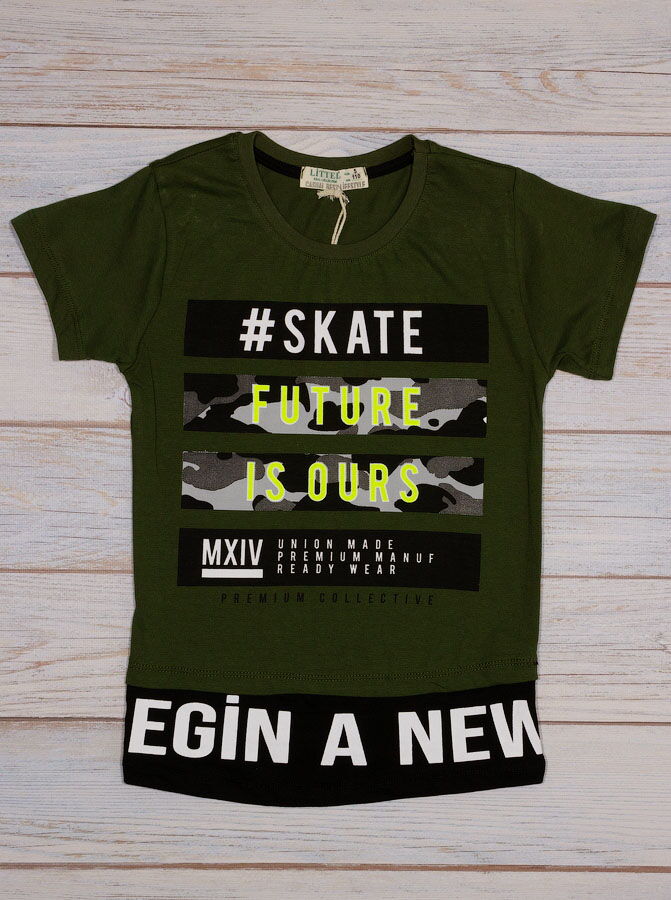 Комплект футболка и шорты для мальчика Милитари хаки 1092 - фотография