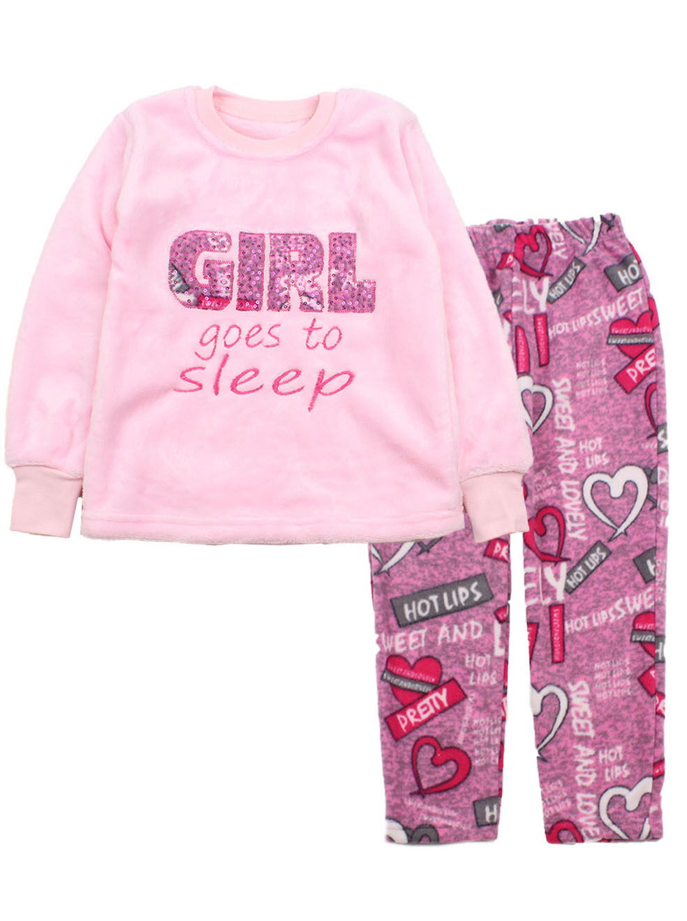 Флисовая пижама для девочки Фламинго Girl розовая 767-905 - цена